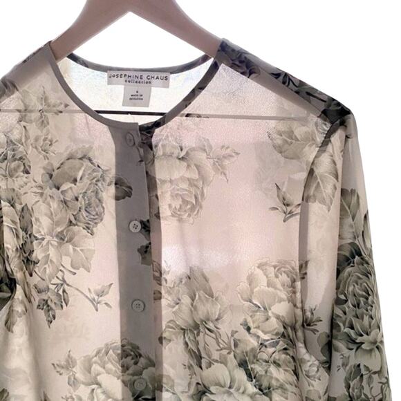 Josephine Chaus Semi-Sheer Floral Print Blouse Size 6 - Picture 3 of 11